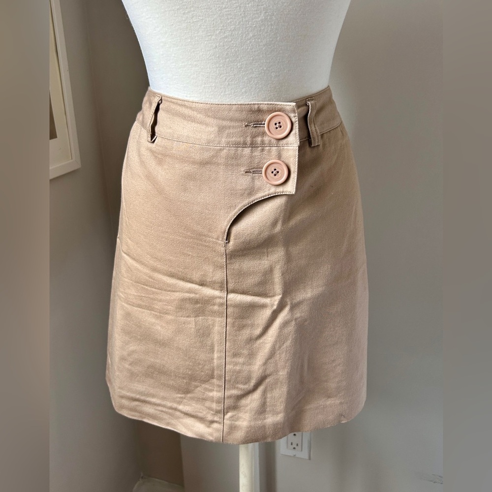 Tan mini skirt with button detail